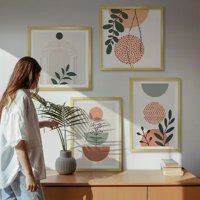 Moderne plantemotiver billedsæt med ramme