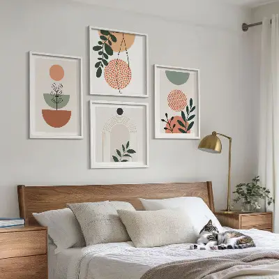 Moderne plantemotiver billedsæt med ramme