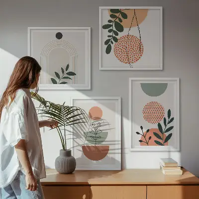 Moderne plantemotiver billedsæt med ramme
