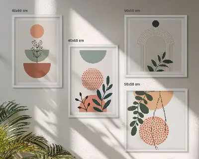 Moderne plantemotiver billedsæt med ramme