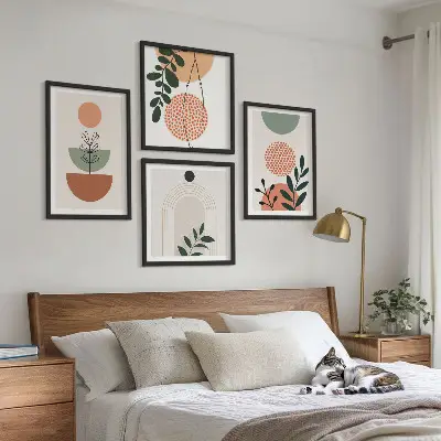 Moderne plantemotiver billedsæt med ramme