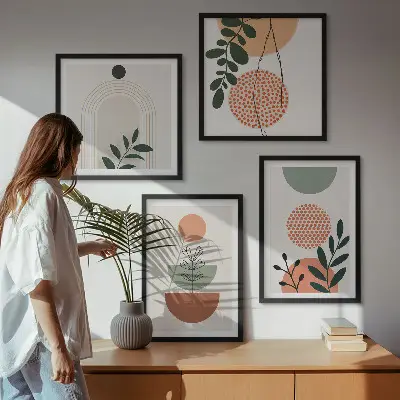 Moderne plantemotiver billedsæt med ramme