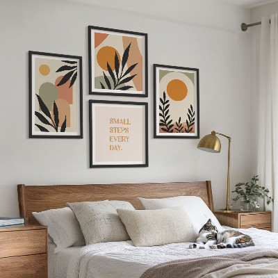 Billedvæg over sofa Abstrakte plantemotiver