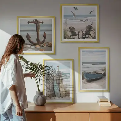 Sommerstrande havlandskab billedsæt med ramme