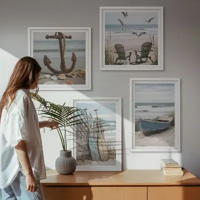 Sommerstrande havlandskab billedsæt med ramme