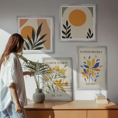 Blomsterplakater Paris Milano billedsæt med ramme