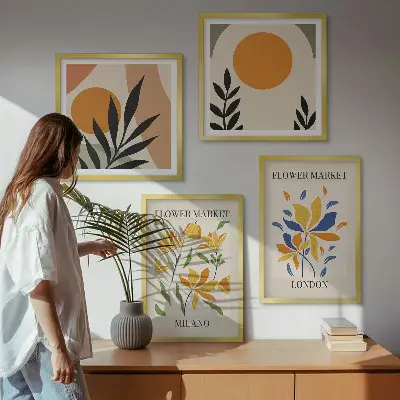 Blomsterplakater Paris Milano billedsæt med ramme