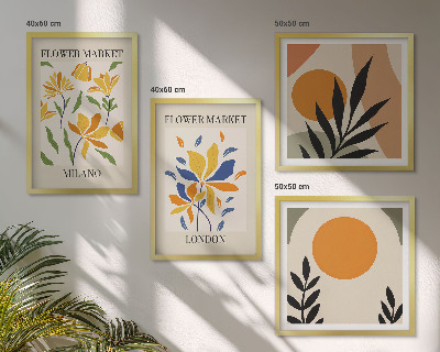 Billedsæt med ramme Blomsterplakater Paris Milano