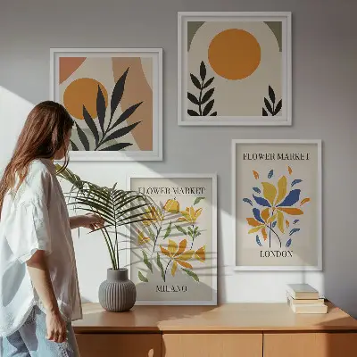 Blomsterplakater Paris Milano billedsæt med ramme