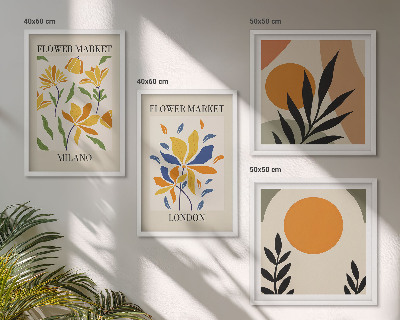 Billedsæt med ramme Blomsterplakater Paris Milano