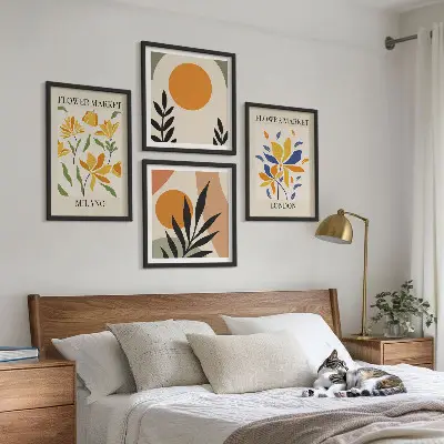 Blomsterplakater Paris Milano billedsæt med ramme