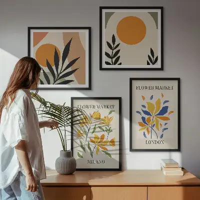 Blomsterplakater Paris Milano billedsæt med ramme