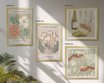 Billedvæg over sofa Blomsterplakater vinby