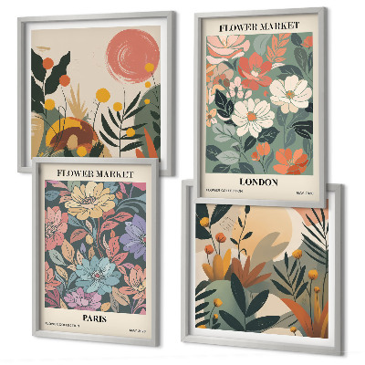 Billedsæt med ramme Blomsterplakater Paris London