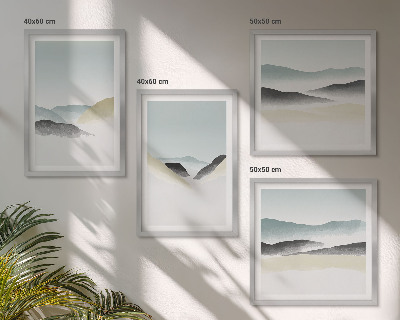 Billedvæg over sofa Minimalistiske pasteller i bjergene