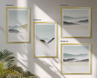 Billedvæg over sofa Minimalistiske pasteller i bjergene