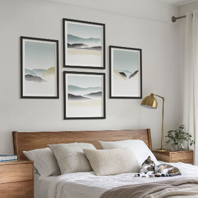 Billedvæg over sofa Minimalistiske pasteller i bjergene