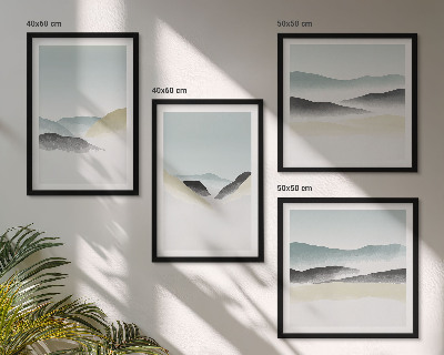 Billedvæg over sofa Minimalistiske pasteller i bjergene