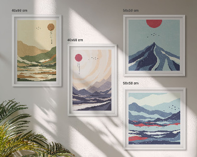 Billedsæt med ramme Pastelbjerge i japansk stil