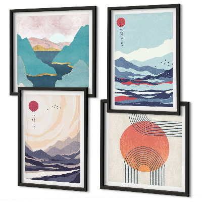 Billedsæt med ramme Japanske bjerglandskaber