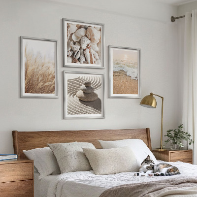 Billedvæg over sofa Strandmotiver med muslingeskaller og bølger