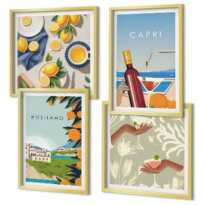 Italienske citronferier Capri billedsæt med ramme