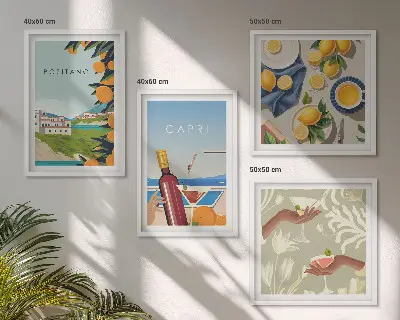 Italienske citronferier Capri billedsæt med ramme