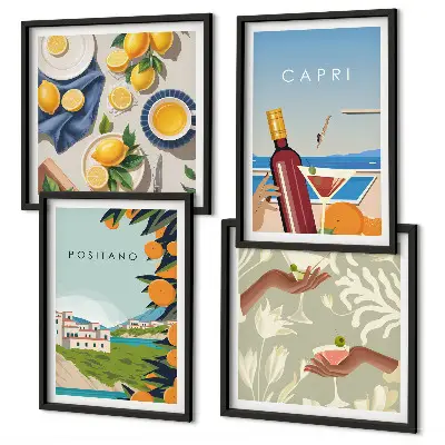 Italienske citronferier Capri billedsæt med ramme