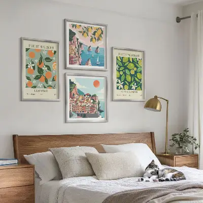 Vintage plakater med frugtmønstre billedvæg til ophængning over sofa