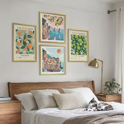 Vintage plakater med frugtmønstre billedvæg til ophængning over sofa
