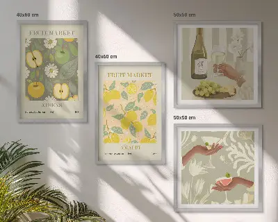 Billedsæt med ramme frugtmønstre med italiensk vin