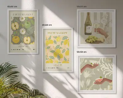 Billedsæt med ramme frugtmønstre med italiensk vin