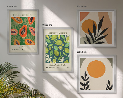 Billedvæg over sofa Boho papaya frugtmønstre