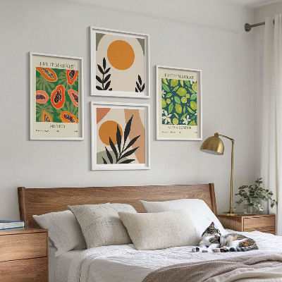 Billedvæg over sofa Boho papaya frugtmønstre