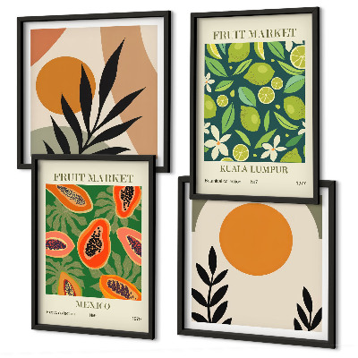 Billedvæg over sofa Boho papaya frugtmønstre
