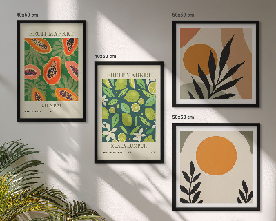 Billedvæg over sofa Boho papaya frugtmønstre