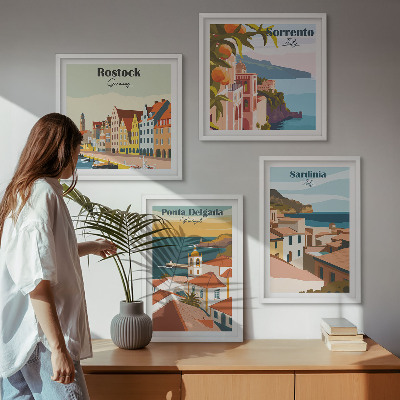 Billedvæg over sofa Udsigt over europæiske havne