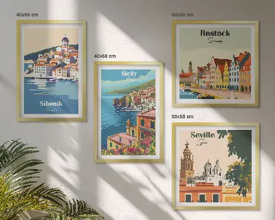 Landskaber i europæiske byer billedvæg til over sofaen
