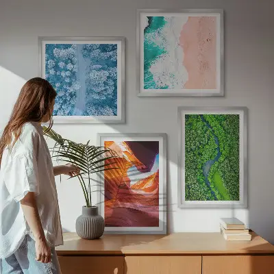 Vandkløftens grønne områder om vinteren billedvæg til over sofaen