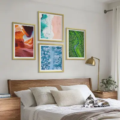 Vandkløftens grønne områder om vinteren billedvæg til over sofaen