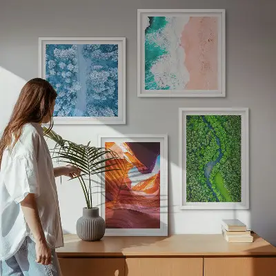 Vandkløftens grønne områder om vinteren billedvæg til over sofaen