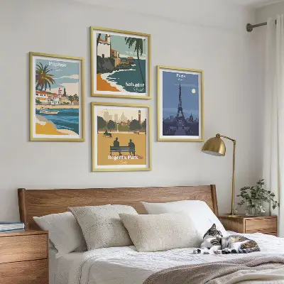 Kystbyernes arkitektur billedvæg over sofa