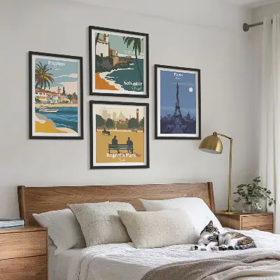 Kystbyernes arkitektur billedvæg over sofa