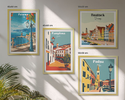 Billedsæt med ramme Retro byillustrationer