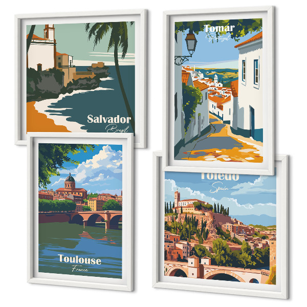 Billedsæt med ramme Retro bygrafik