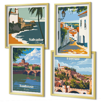 Billedsæt med ramme Retro bygrafik