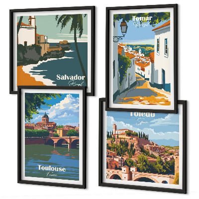 Billedsæt med ramme Retro bygrafik