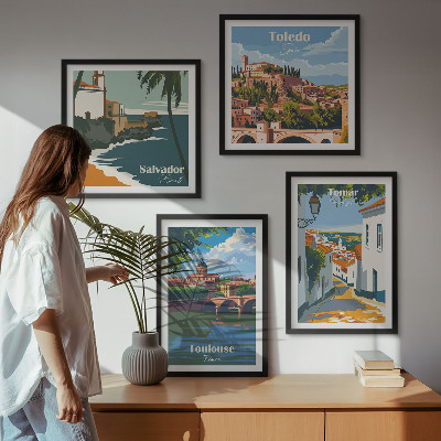Billedsæt med ramme Retro bygrafik