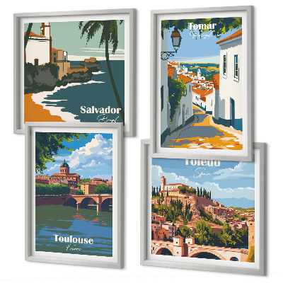 Billedsæt med ramme Retro bygrafik