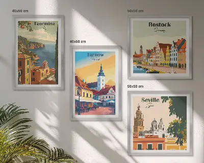 Kystbyernes arkitektur billedvæg til ophæng over sofaen